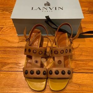Lanvin taupe leather strappy sandals
